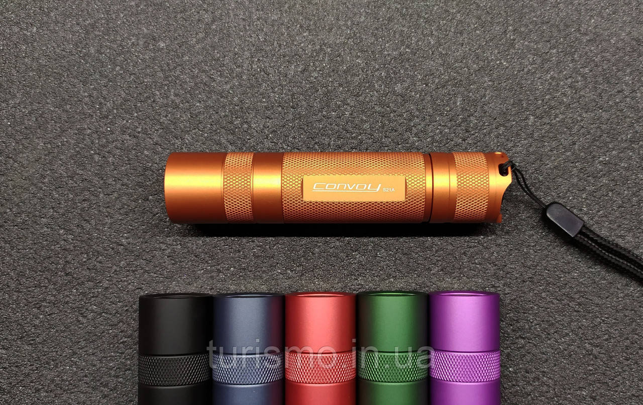 Ліхтар Convoy S21A, діод Luminus SST-40 6500K, новий драйвер 12 груп з термоконтролем 6000mA, 2300Lm, сірий.