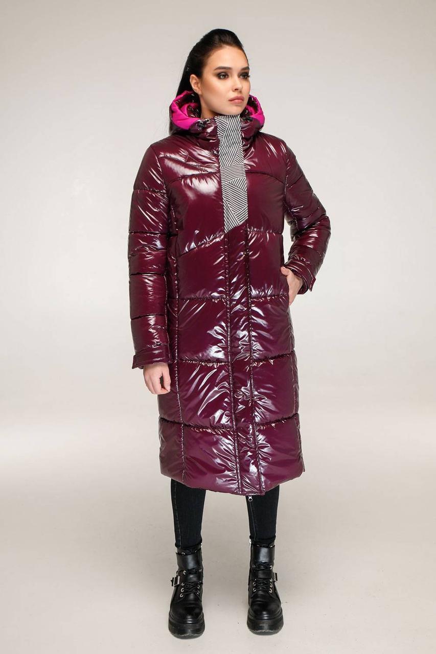Модна зимова тепла куртка лакова, фото 1
