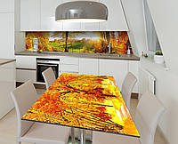 Наклейка 3Д виниловая на стол Zatarga «Одинокая скамья» 600х1200 мм для домов, квартир, столов, кофейн, кафе