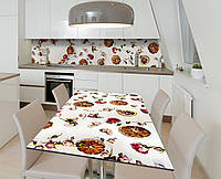 Наклейка 3Д виниловая на стол Zatarga «Лепестки и фрукты» 600х1200 мм для домов, квартир, столов, кофейн, кафе