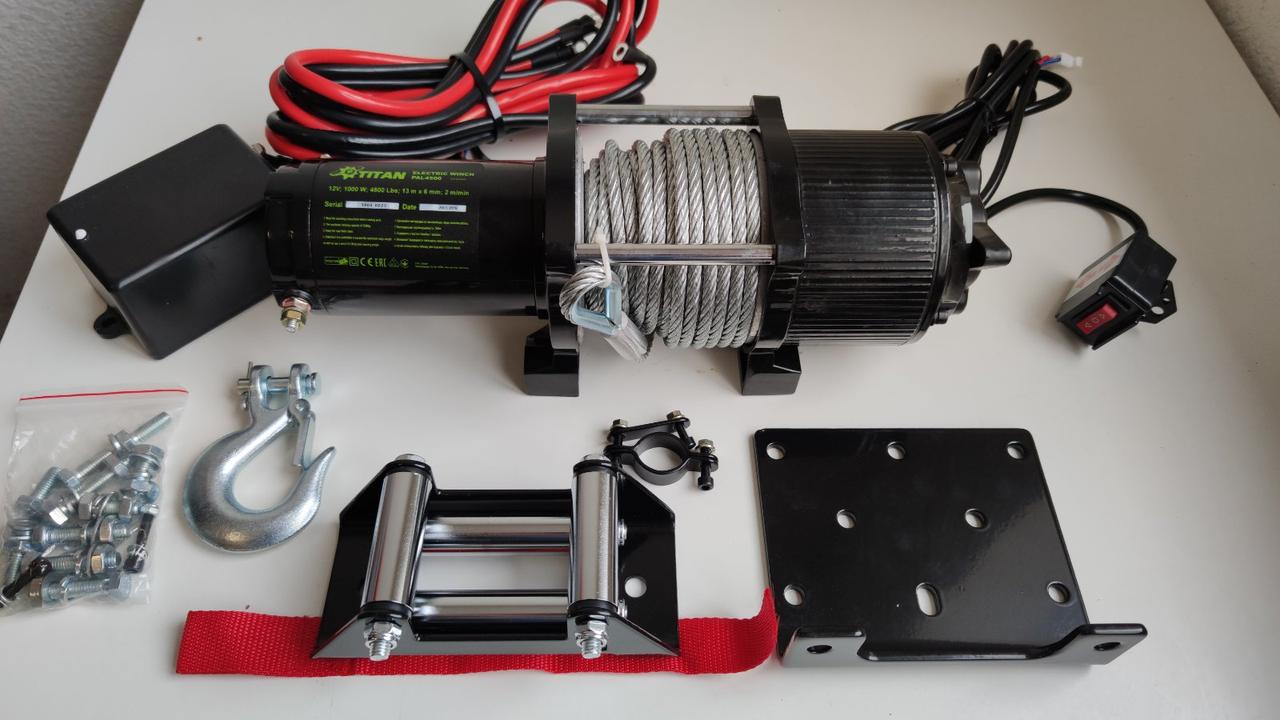 Автомобільна лебідка Титан PAL 4500 (Редуктор, дротовий пульт, 12 в Трос 13,5 м, 2041 кг = 4500 фунтів,