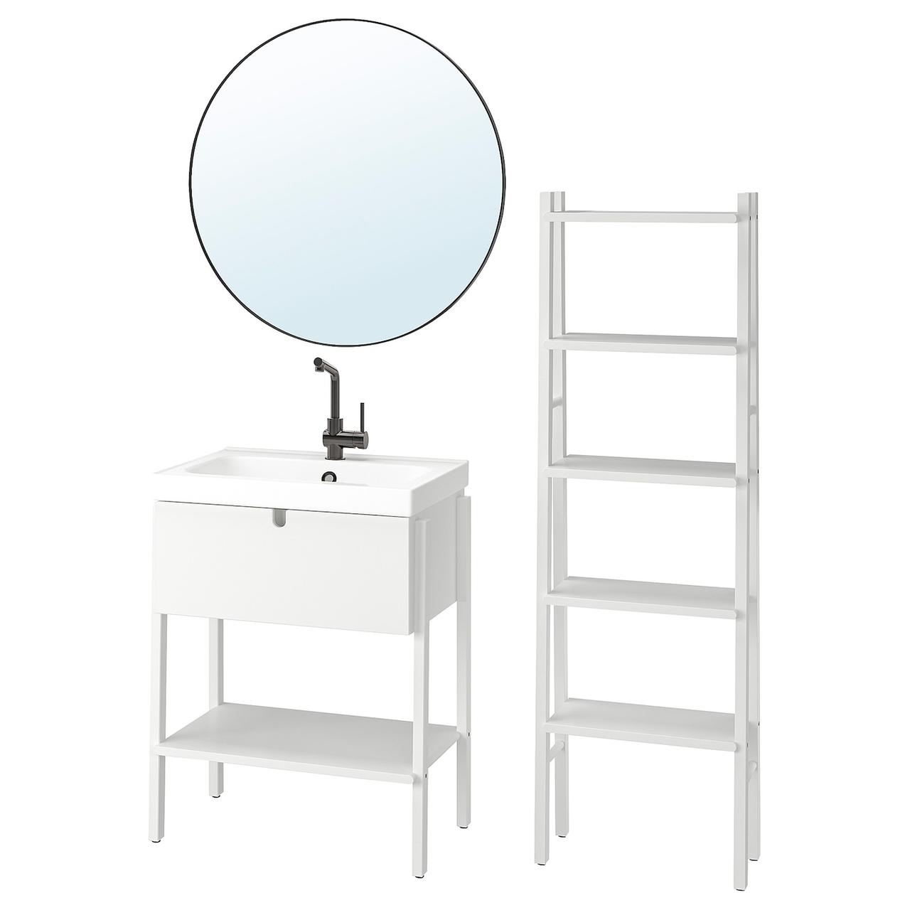 IKEA VILTO / ODENSVIK Меблі для ванної, набір з 5, білий / змішувач LUNDSKÄR (993.876.39)