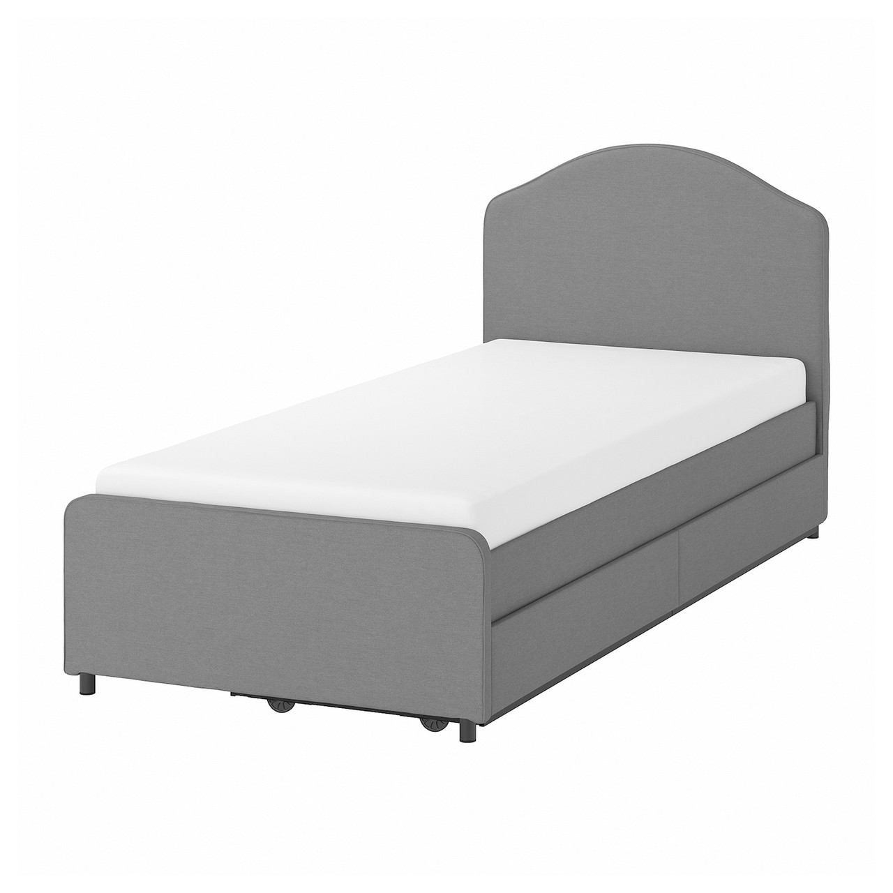 IKEA HAUGA Ліжко, м'яка частина, 2 спальних скриньки, Vissle grey (593.365.95)