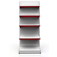 Стелаж торговий приставний 2350х61200 мм, металевий стелаж Рістел, стелаж для взуття, стелаж для квітів, білий стелаж, торговий