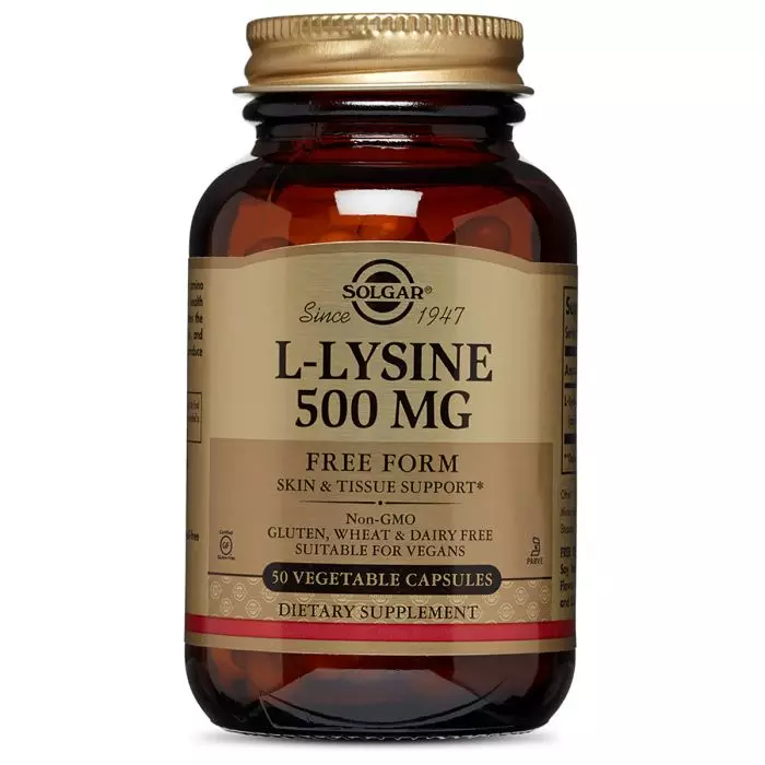 L-Лізин, L-Lysine, Solgar, 500 mg, 50 капсул вегетаріанських