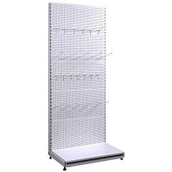 Стенд перфорований 2350х600 мм, приставний стелаж Рістел, торговий стелаж з перфорацією, перфорована вітрина торгова, стійка