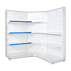 Стенд кутовий 2350х90, стелаж внутрішній приставний Рістел, торговий стелаж в магазин, торгова вітрина кутова металева, фото 2