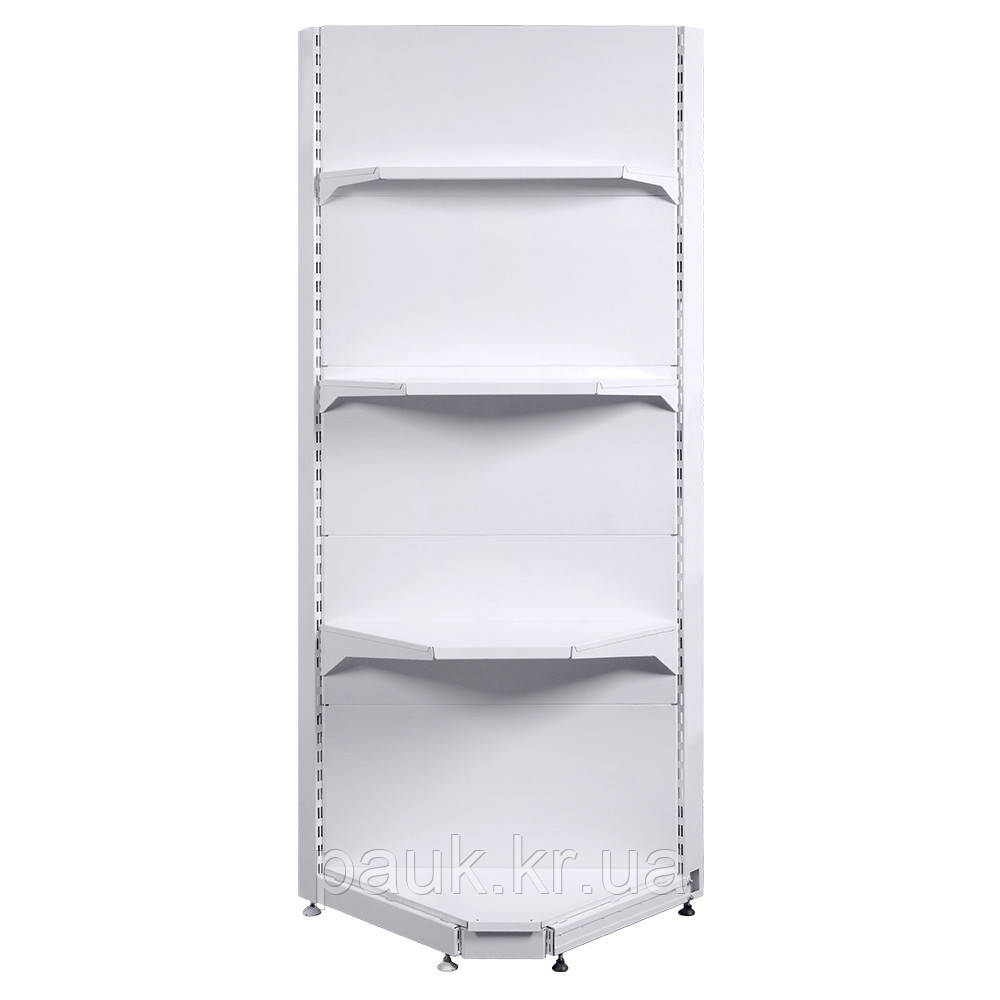 Стенд кутовий 2350х90, стелаж внутрішній приставний Рістел, торговий стелаж в магазин, торгова вітрина кутова металева, фото 1