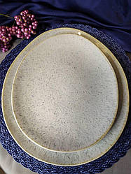 Набір 6 овальних керамічних білих тарілок Луна 27 см