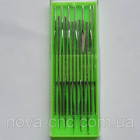 Гачки для в'язання з нержавіючої сталі в пластмасовій упаковці № 10 12 штук, фото 1