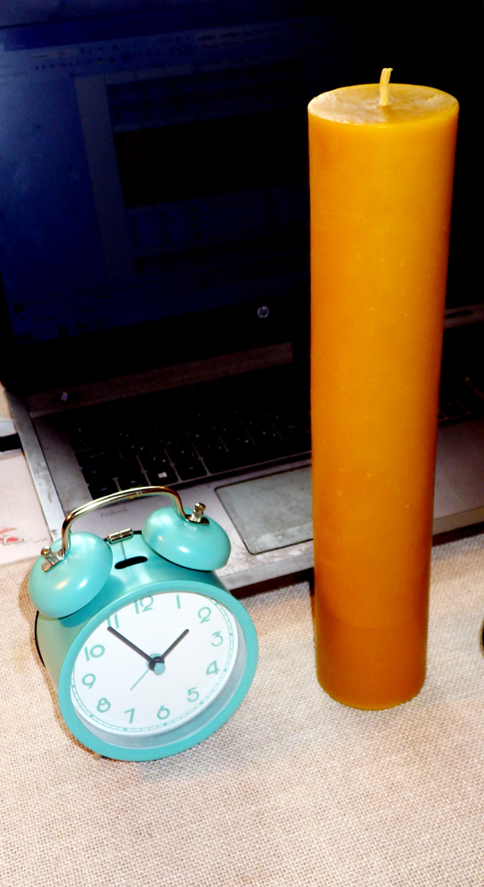 Циліндрична воскова свічка D60-300мм з натурального бджолиного воску, фото 1