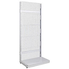 Стелаж сітчастий 2350х1200 мм, приставний металевий стелаж, торговий стелаж Рістел з сітчастими панелями, сітчастий стенд