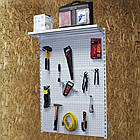 Стелаж перфорований настінний Н1450х1200 мм ТИП 4, металевий стелаж в майстерню, стелаж в гараж, стелаж на СТО, стелаж розбірний, фото 2