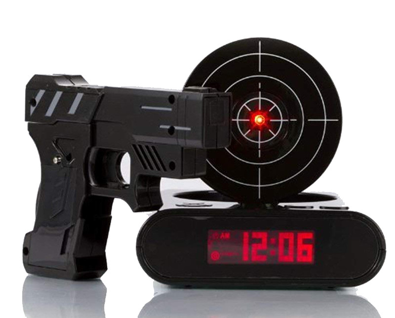 Будильник SUNROZ Gun Alarm Clock з мішенню Чорний (SUN3415)