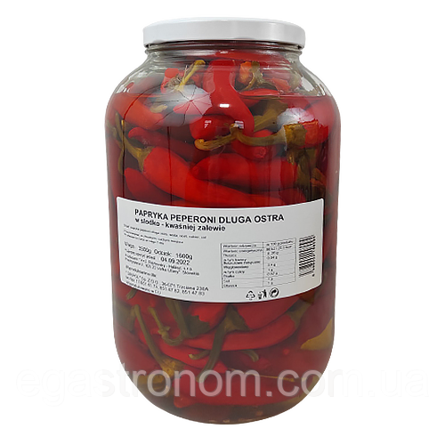 Перець Дріпол пепероні гострий (черв.) Dripol 3,3/1,6kg 2шт/ящ (Код: 00-00003079), фото 1
