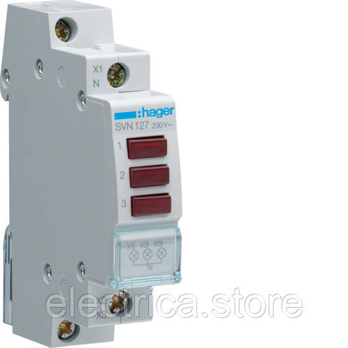 Індикатор потрійний LED, 230В, 3 червоних SVN127, фото 1