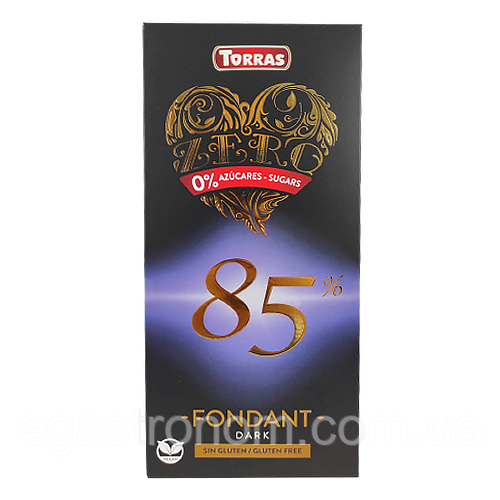 Шоколад Торрас какао Zero 85% Torras 100g 12шт/ящ (Код: 00-00001564), фото 1