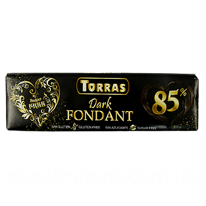 Шоколад чорний 85% (без цукру та глютену) Торрас Torras dark fondant 85% 250g 15шт/ящ (Код: 00-00005477), фото 1