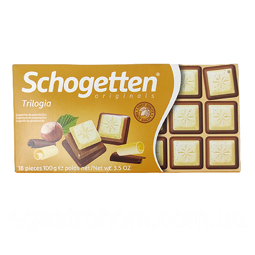 Шоколад Шогеттен Schogetten trilogia noisettes 100g 15шт/ящ (Код: 00-00003903)
