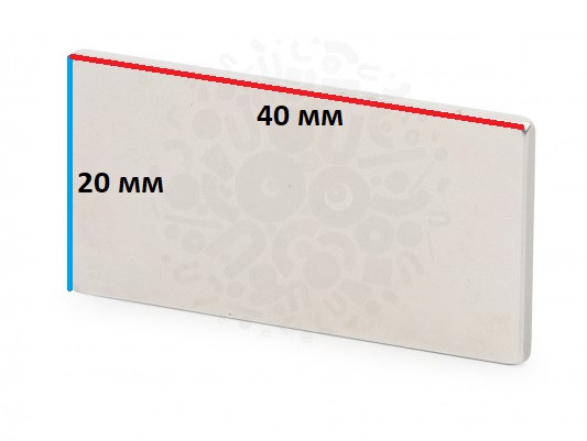 Постійний неодимовий магніт прямокутник 40х20х2 мм сила 10 кг Польща
