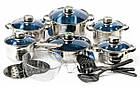 Набір посуду з нержавіючої сталі 18 предметів Grand Berg GB 2021 | Комплект каструль, фото 3