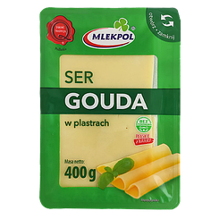 Сир нарізка гауда Млекпол Mlekpol Gouda 400g 24шт/ящ (Код: 00-00004618)