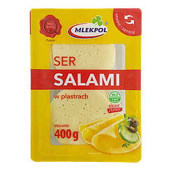 Сир нарізка салямі Млекпол Mlekpol Salami 400g 16шт/ящ (Код: 00-00004626)