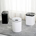 Відро для сміття сенсорне PP JAH 12 л (пластикове, кругле, колір білий, нова модель), фото 3