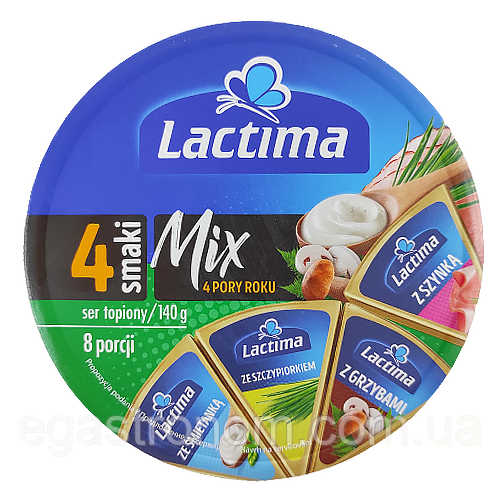 Сир плавлений мікс 4-ох смаків Лактіма Lactima mix 140g 12шт/ящ (Код: 00-00004058), фото 1