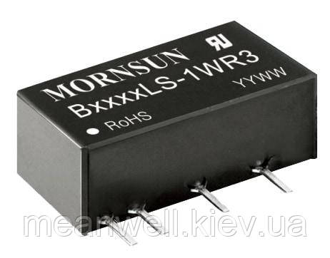 DC DC перетворювач MORNSUN B0505LS-1WR3 1W, Vin 4.5-5.5V, Vout 5V, 200mA, Isolation (VDC) 1500, SIP