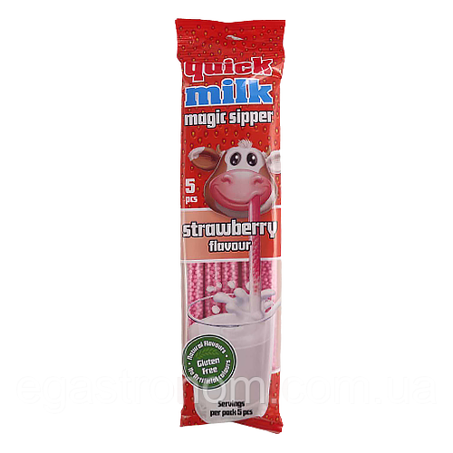 Трубочки для молока полуниця Квік Мілк Quick Milk strawberry 30g 20шт/пач 12шт/ящ (Код: 00-00004741)