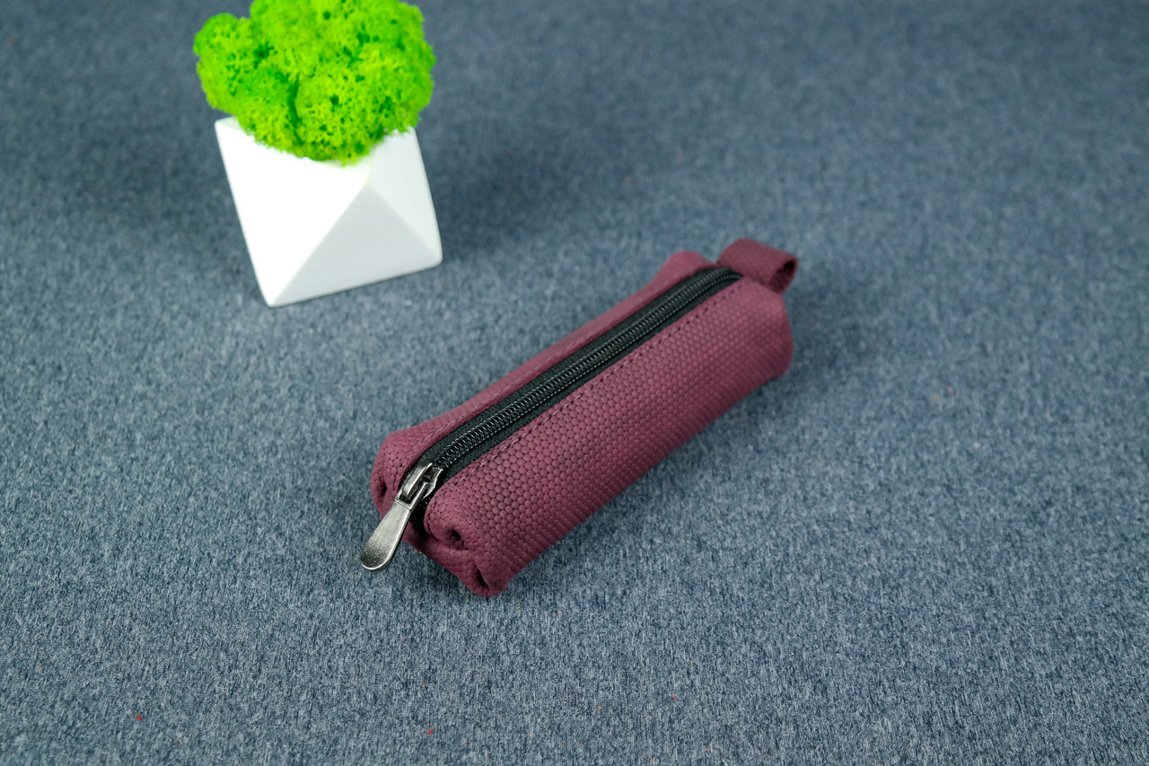 Шкіряна ключниця на блискавці, натуральна Вінтажна шкіра, колір Бордо, тиснення №4