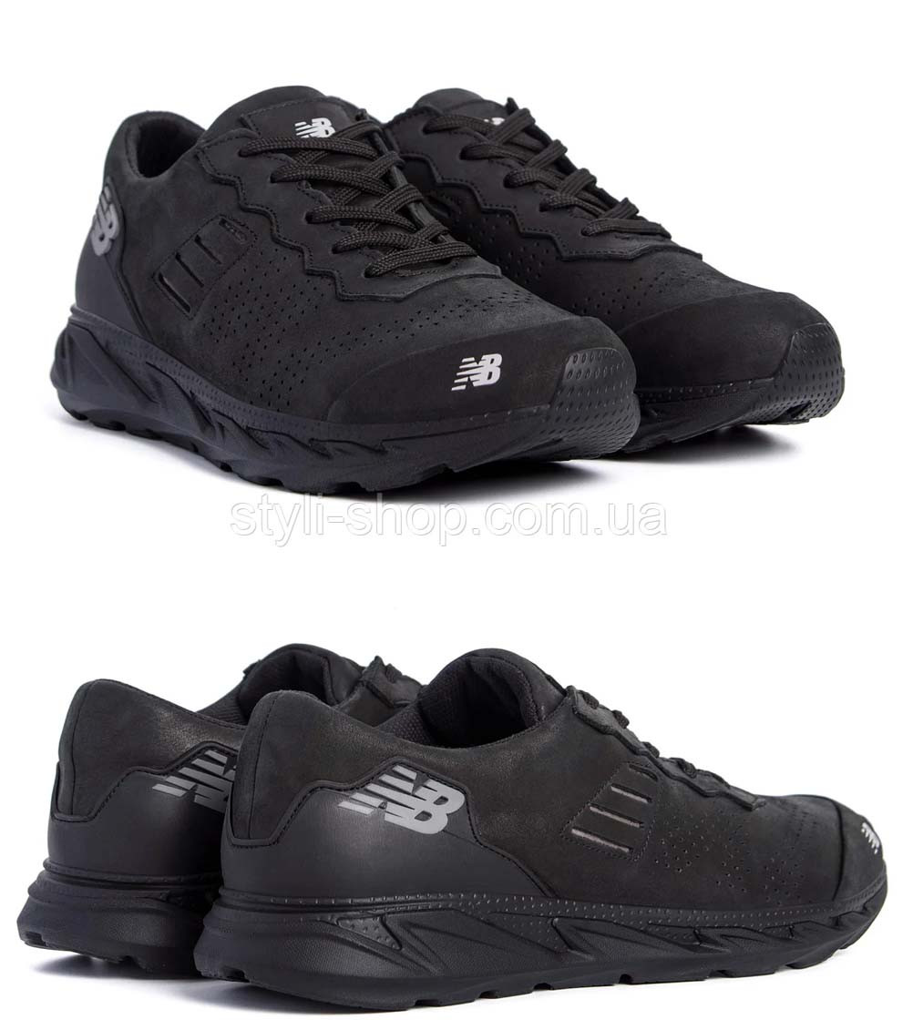 Чоловічі шкіряні кросівки NB Clasic (Нью Беленс) Black, чоловічі спортивні туфлі, кеди чорні повсякденні, фото 1