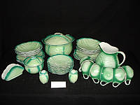 Сервиз столовый / Набор Капуста "Зеленый 2" Коростень фарфор состоит из 23 предмет на 6 персон ручная работа.