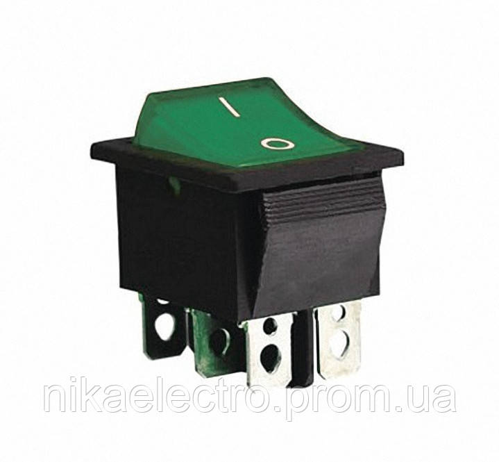 Купить KCD2-202N G/B 220V Переключатель 1 клав. зеленый с подсветкой ...