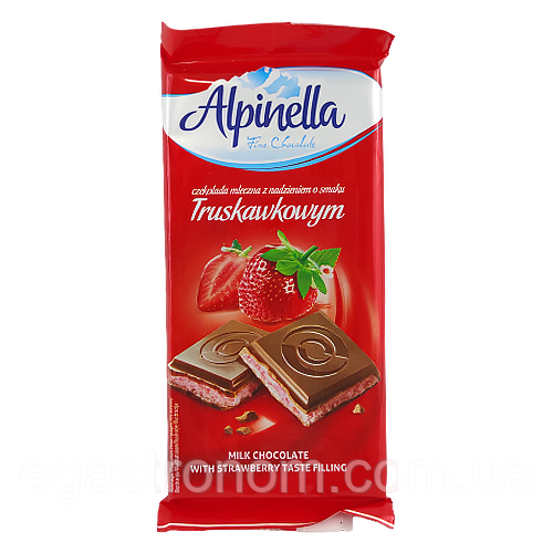 Шоколад полуниця Альпінелла Alpinella truskawkowa 90g 19шт/ящ (Код: 00-00003431)