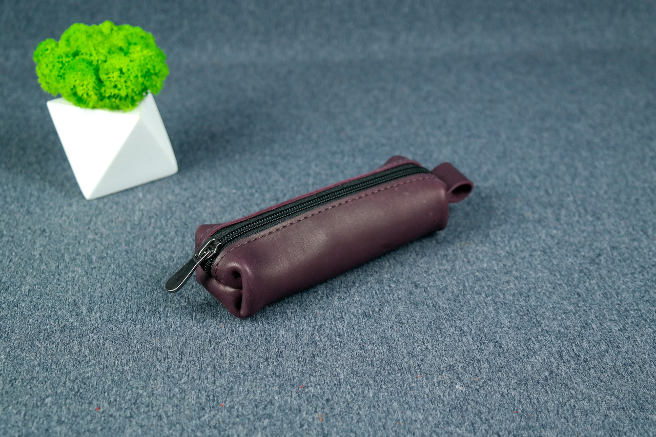 Ключниця на блискавці з натуральної шкіри колір Бордо