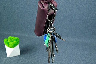 Ключниця на блискавці з натуральної шкіри колір Бордо, фото 3