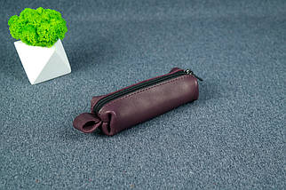 Ключниця на блискавці з натуральної шкіри колір Бордо, фото 2