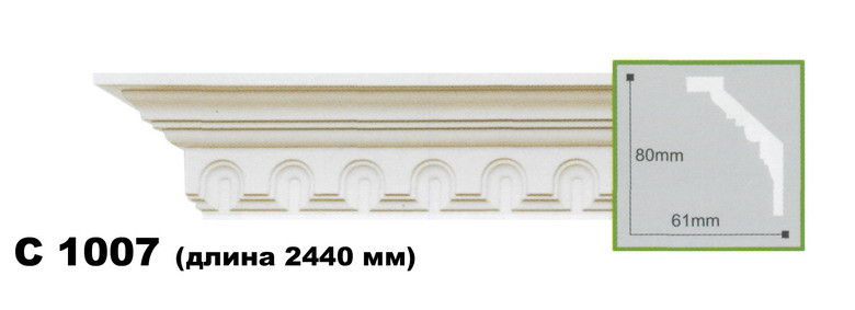 Карниз стельовий C1007, довжина 2,00м, Gaudi Decor, фото 1