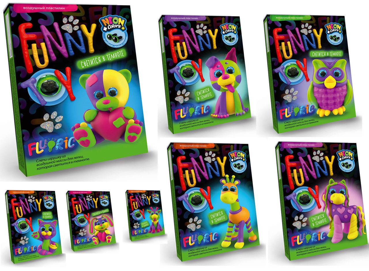 Пластилін "Air Clay" Fluoric, моделін, 4 кольори, застигає, рос., у кор. 9*13*2,5 см (32шт)