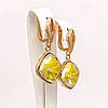Сережки SONATA з медичного золота, кристали Swarovski лимонного кольору, позолота PO, 25156, фото 3