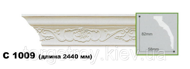 Карниз стельовий C1009, довжина 2,00м, Gaudi Decor, фото 1