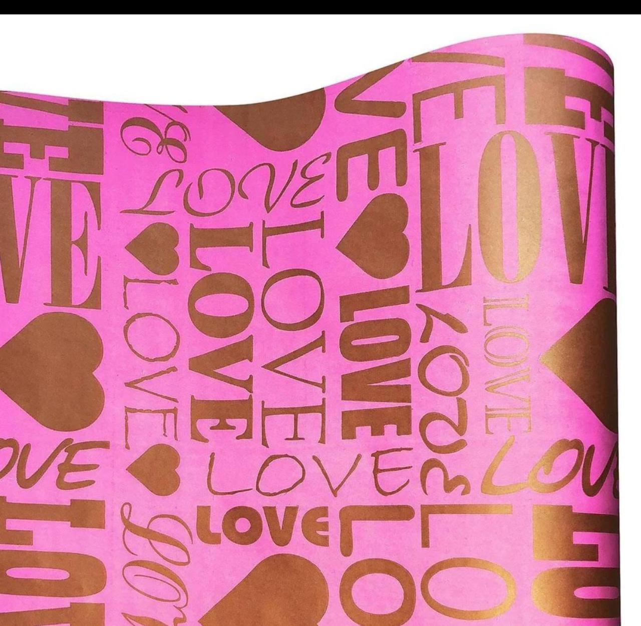 Папір флористичний LOVE рожевий
