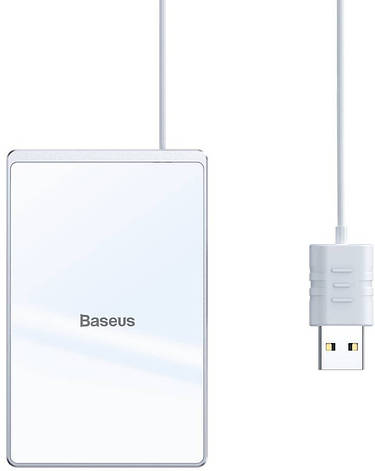 Безпровідний зарядний пристрій (зарядка) для телефону Baseus Card Сріблястий/ Білий (WX01B-S2), фото 1
