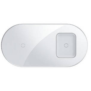 Безпровідний зарядний пристрій (зарядка) для телефону Baseus Simple 2в1 18 Вт Білий (WXJK-02), фото 1