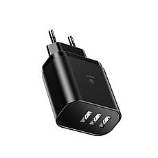 Зарядний пристрій (зарядка) для телефону Baseus Mirror Lake 3xUSB 3.4 А Чорний (CCALL-BH01), фото 5