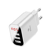 Зарядний пристрій (зарядка) для телефону Baseus Mirror Lake 3xUSB 3.4 А Білий (CCALL-BH02), фото 5
