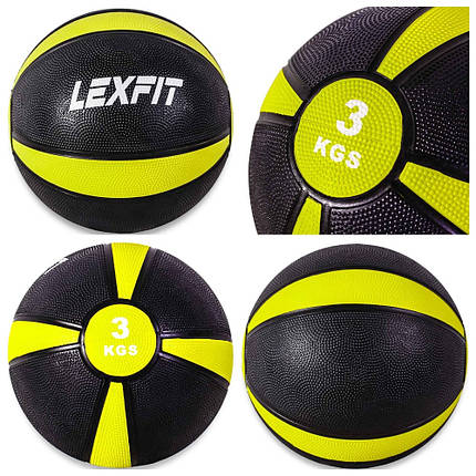Медбол (обважнювач) USA Style LexFit d = 22 см 3 кг Жовтий (LMB-8004-3), фото 1