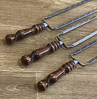Шампура подвійні з дерев'яною ручкою - ручна робота (3 мм)